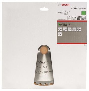 Bosch - Optiline Serisi Ahşap için Daire Testere Bıçağı 254*30 mm 40 Diş