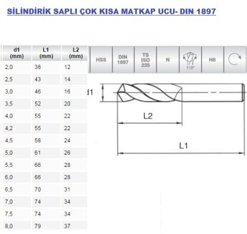MTE 3.5 mm Çok Kısa Matkap Ucu - HSS (10'Lu Paket)