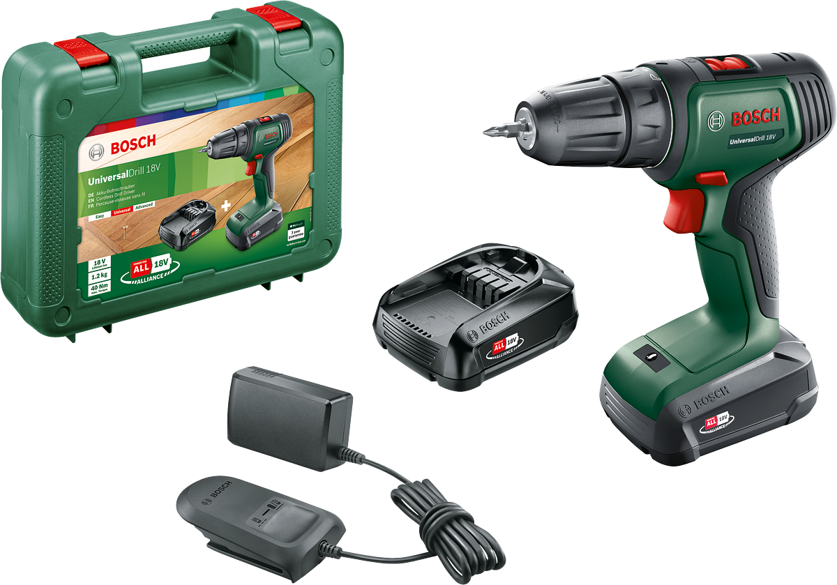 Bosch UniversalDrill 18 (2x 1,5Ah) Çift Akülü