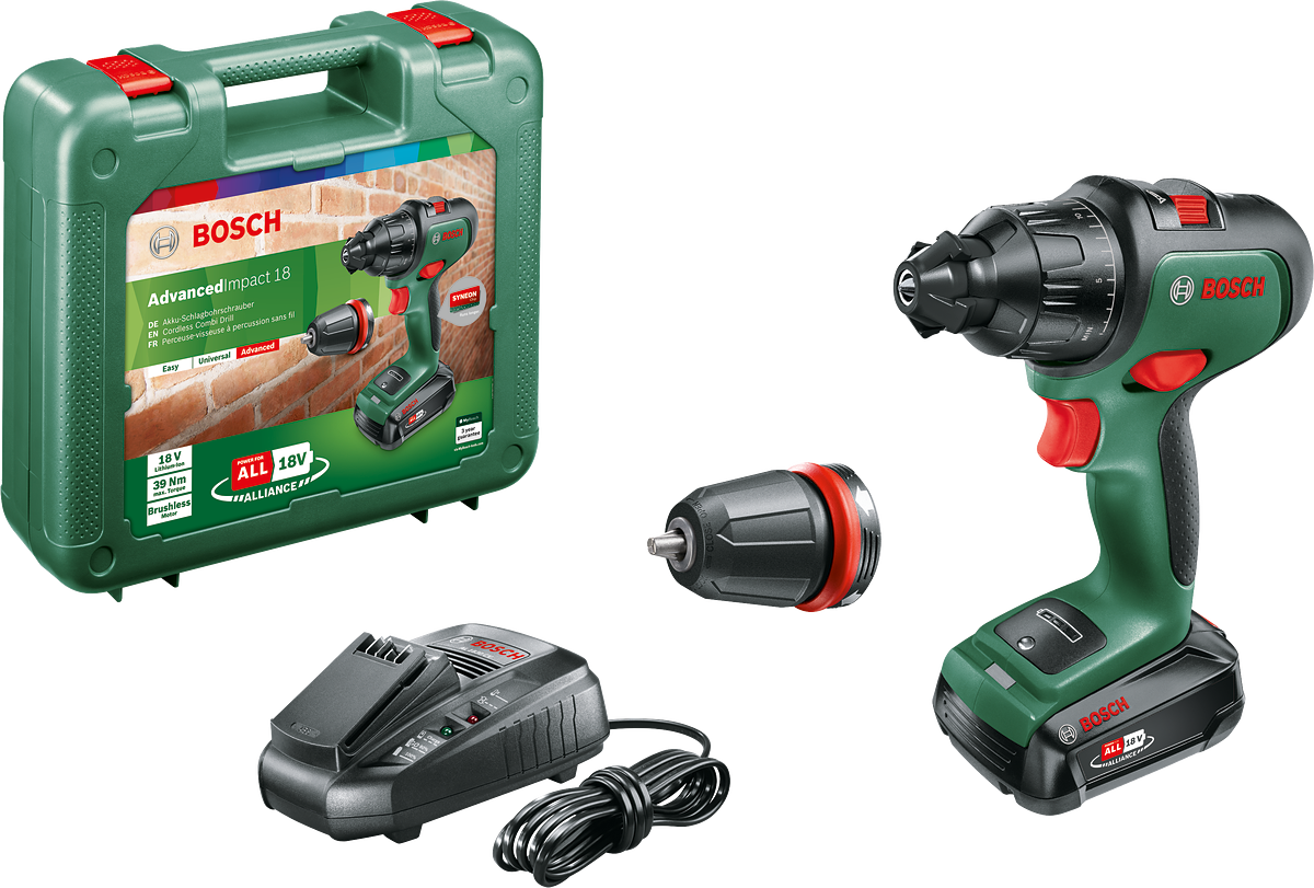 Bosch AdvancedImpact 18 Tek Akülü Darbeli Delme Vidalama Makinesi 18V  (1 x 2,5 Ah) + Şarj Cihazı AL 1830 CV