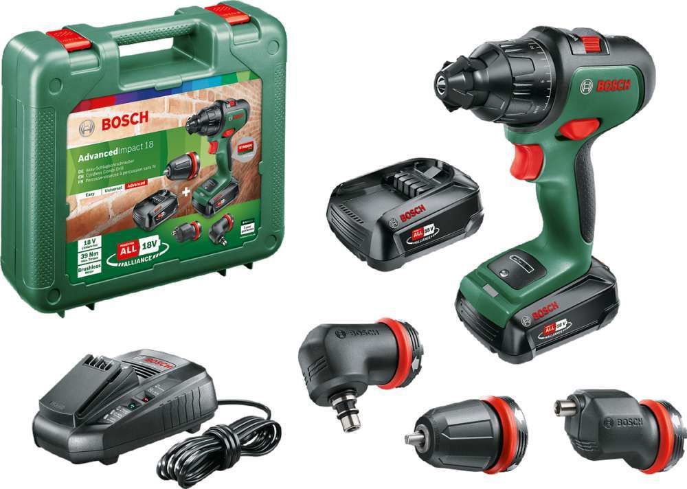 Bosch AdvancedImpact 18 Çift Akülü Darbeli Delme Vidalama Makinesi (2 x 1,5 Ah) + 3 Adaptör