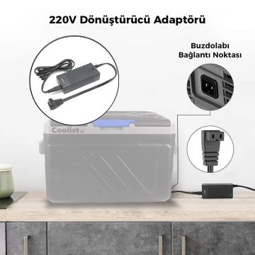 Coolist CLTACDC Kompresörlü Araç Buzdolapları İçin 220Volt/12Volt 6,0Ah Dönüştürücü Adaptör