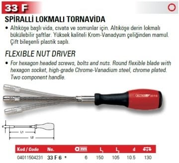 Altaş-Carolus 33F-6 Spiralli Lokma Uçlu Tornavida (6MM)