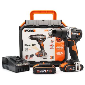 WORX WX102 20Volt/2.0Ah Li-ion Çift Akülü Kömürsüz Profesyonel Şarjlı Matkap