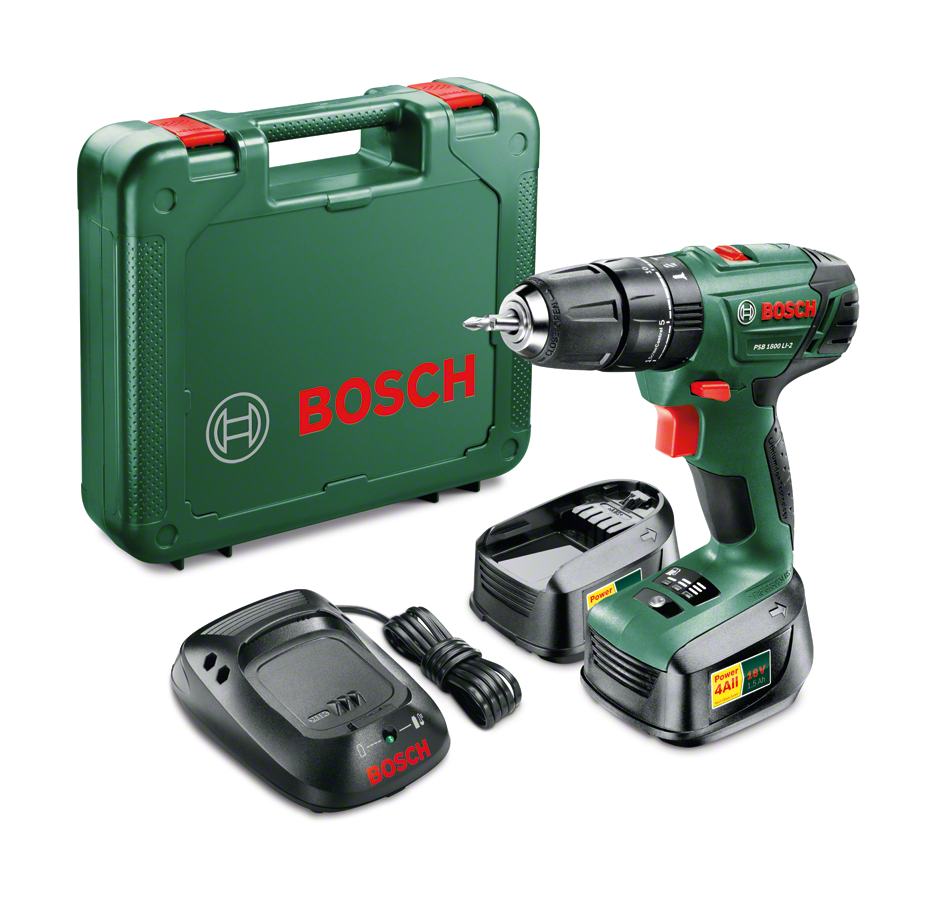 Bosch PSB 1800 LI-2  1,5 AH Akülü Darbeli Delme/Vidalama Makinesi (Çift Akü)