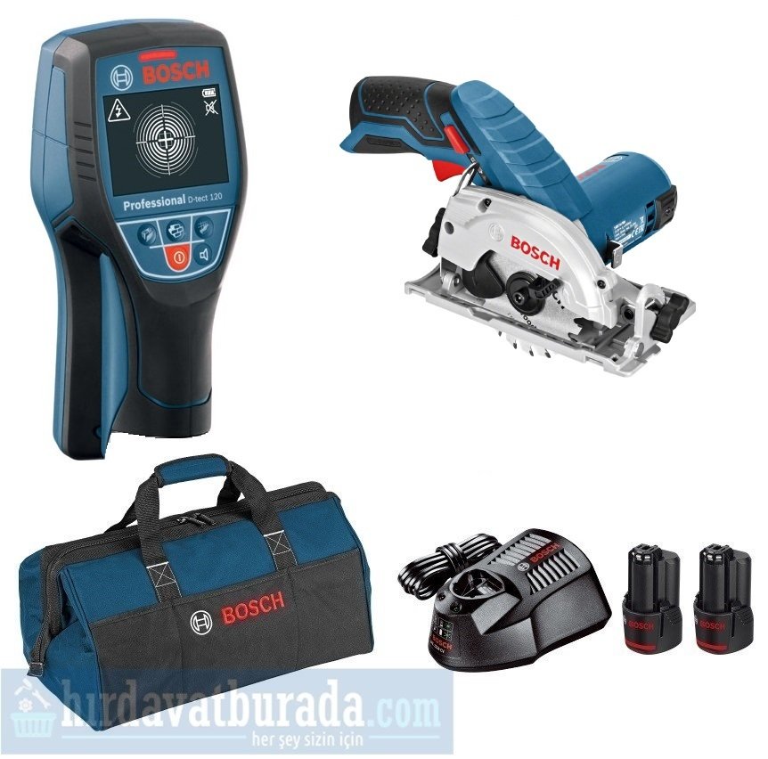 BOSCH D-TECT 120 Akülü Duvar Tarama Cihazı +GKS 12V-26 Akülü Daire Testere