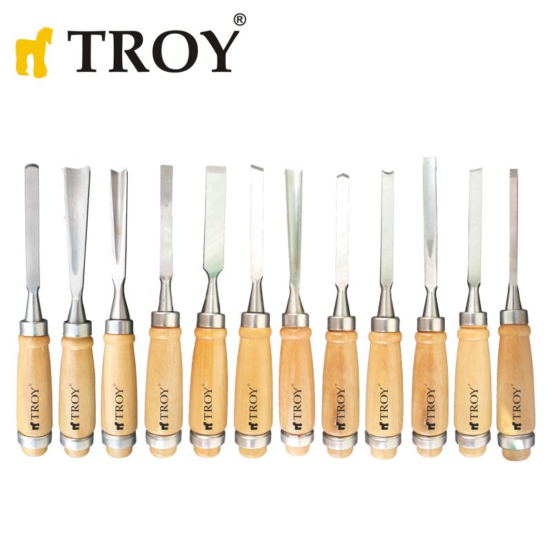 TROY TROY 25004 Ahşap Oyma Bıçak Seti, 12 Parça