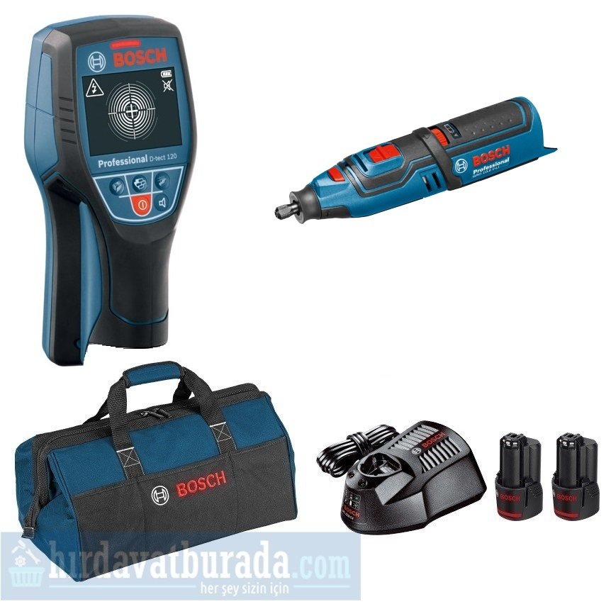 BOSCH D-TECT 120 Akülü Duvar Tarama Cihazı + GRO 12V-35 Akülü Çok Amaçlı El Aleti