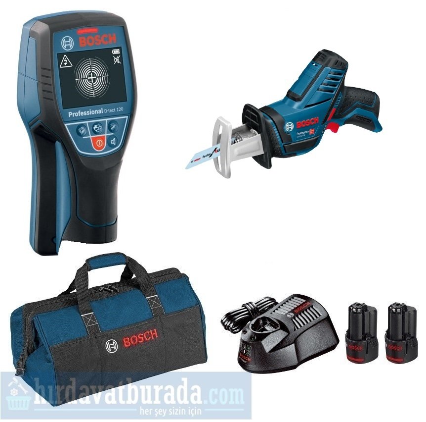 BOSCH D-TECT 120 Akülü Duvar Tarama Cihazı + GSA 12V-24 Akülü Panter Testere