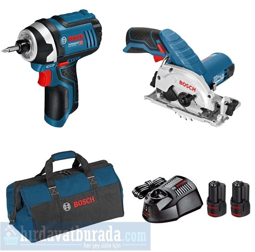 BOSCH GDR 12V-105 Akülü Darbeli Somun Sıkma + GKS 12V-26 Akülü Daire Testeresi