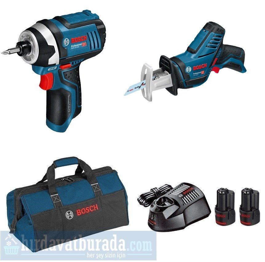 BOSCH GDR 12V-105 Akülü Darbeli Somun Sıkma + GSA 12V-14 Akülü Panter Testeresi