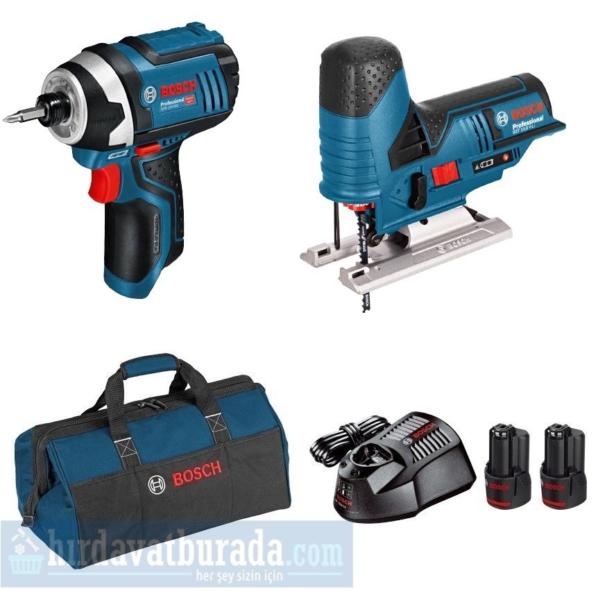 BOSCH GDR 12V-105 Akülü Darbeli Somun Sıkma + GST 12V-70 Akülü Dekupaj Testeresi