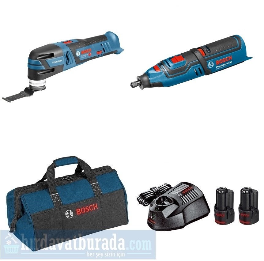 BOSCH GOP 12V-28 Akülü Çok Yönlü Kesici + GRO 12V-35 Akülü Çok Amaçlı El Aleti