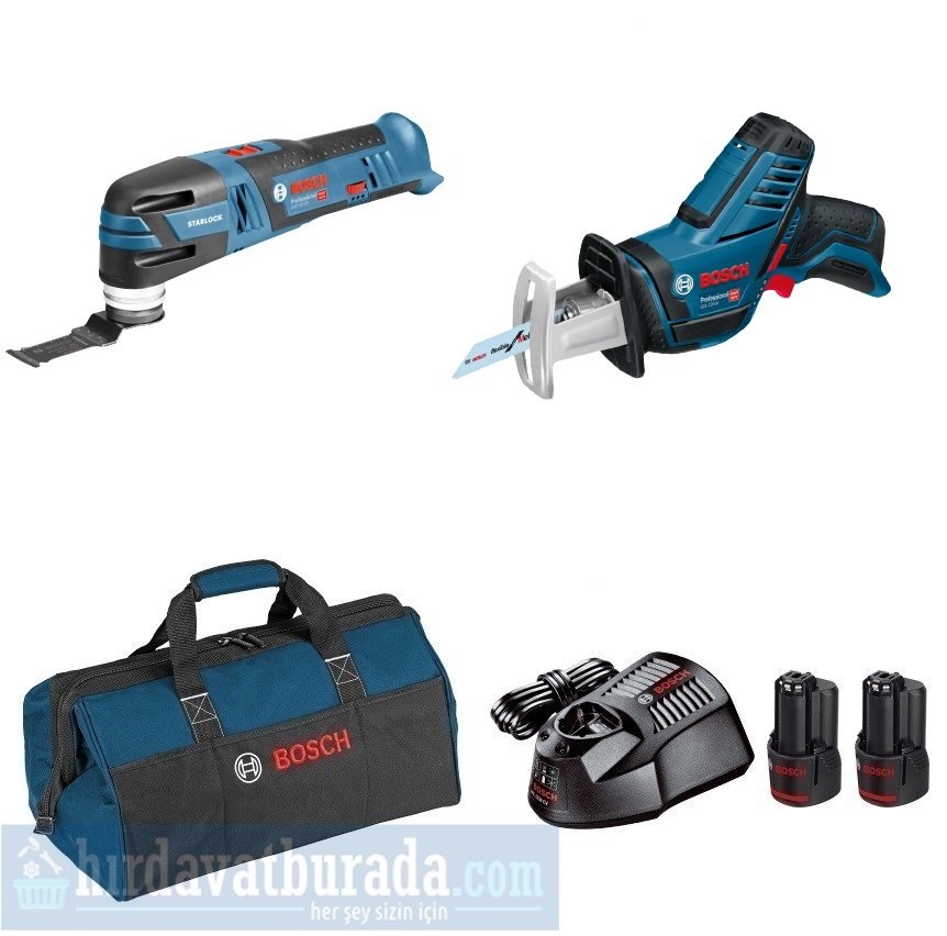 BOSCH GOP 12V-28 Akülü Çok Yönlü Kesici + GSA 12V-14 Akülü Panter Testeresi