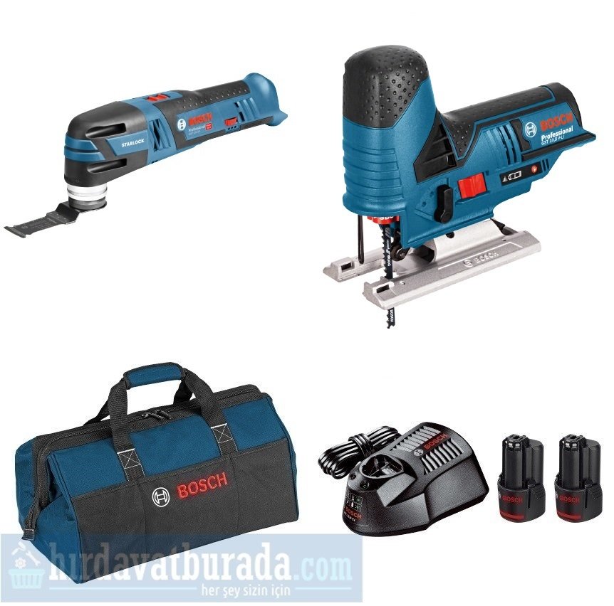 BOSCH GOP 12V-28 Akülü Çok Yönlü Kesici + GST 12V-70 Akülü Dekupaj Testeresi