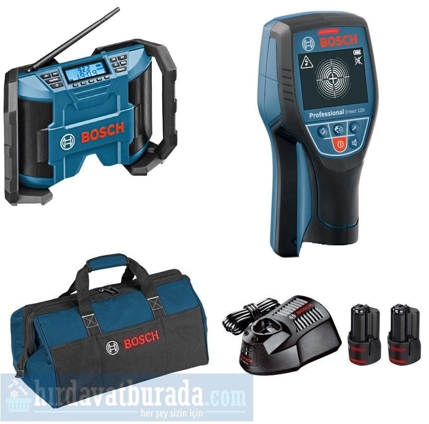 BOSCH GPB 12V-10 Akülü Şantiye Radyosu + D-TECT Akülü Duvar Tarama Cihazı