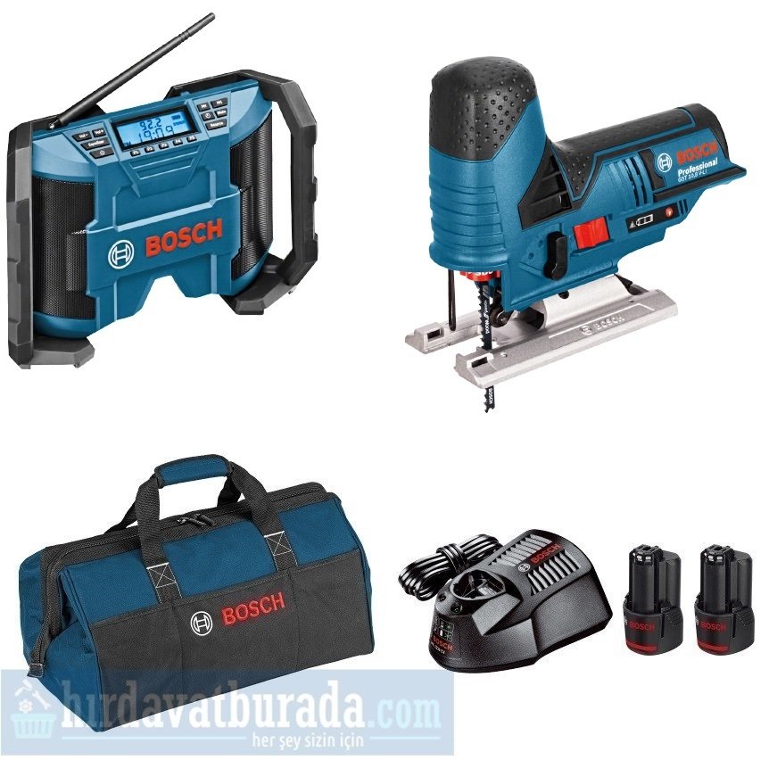 BOSCH GPB 12V-10 Akülü Şantiye Radyosu + GST 12V-70 Akülü Dekupaj Testeresi