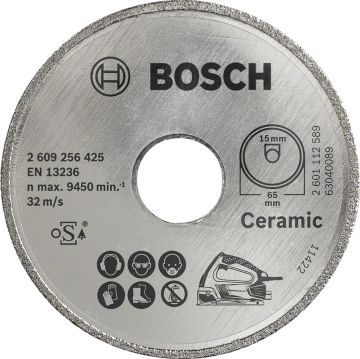 Bosch - Seramik İçin PKS 16 Multi Uyumlu Elmas Kesme Diski 65 x 15mm