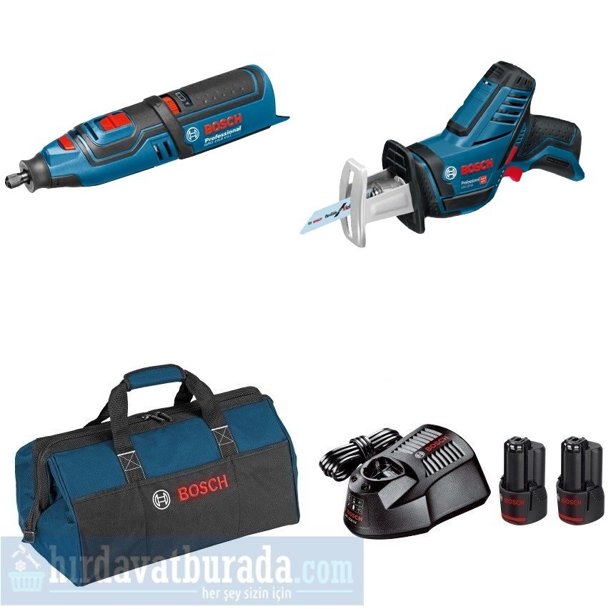 BOSCH GRO 12V-35 Akülü Çok Yönlü Kesici + GSA 12V-14 Akülü Panter Testeresi