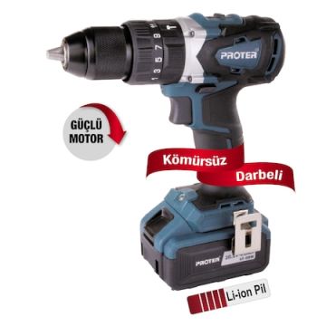 Proter Pst 740 BL Çift Akülü 20V/4Ah Darbeli Şarjlı Matkap