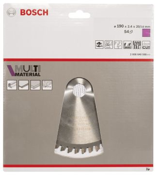 Bosch - Standard for Serisi Çoklu Malzeme için Daire Testere Bıçağı 190*20/16 mm 54 Diş