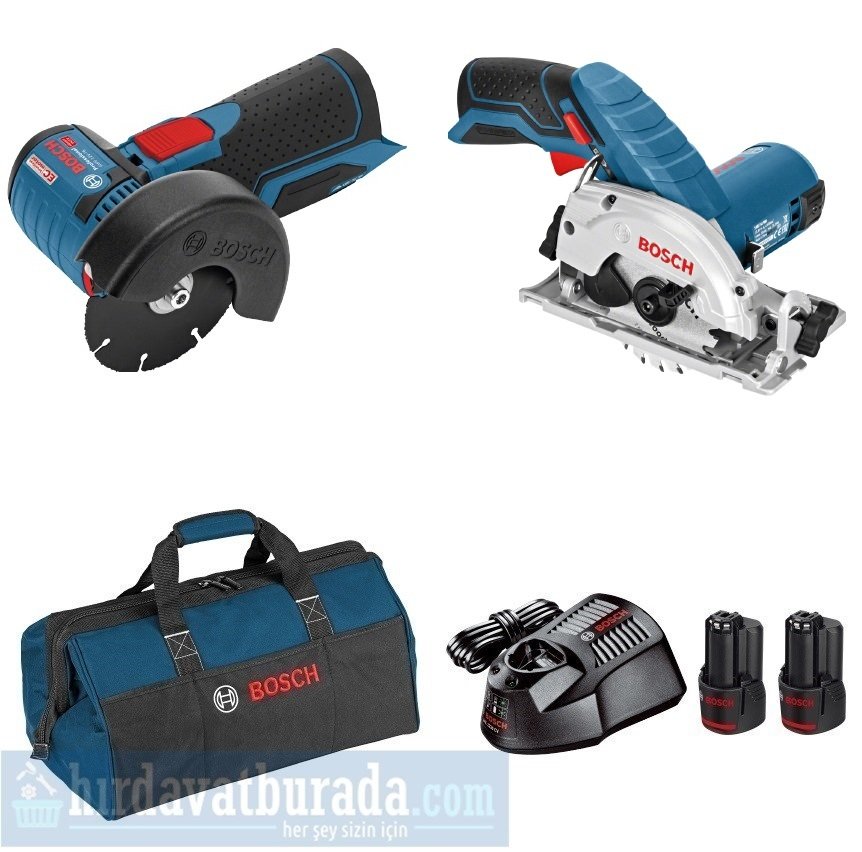 BOSCH GWS 12V-76 Akülü Taşlama Makinası + GKS 12V-26 Akülü Daire Testeresi