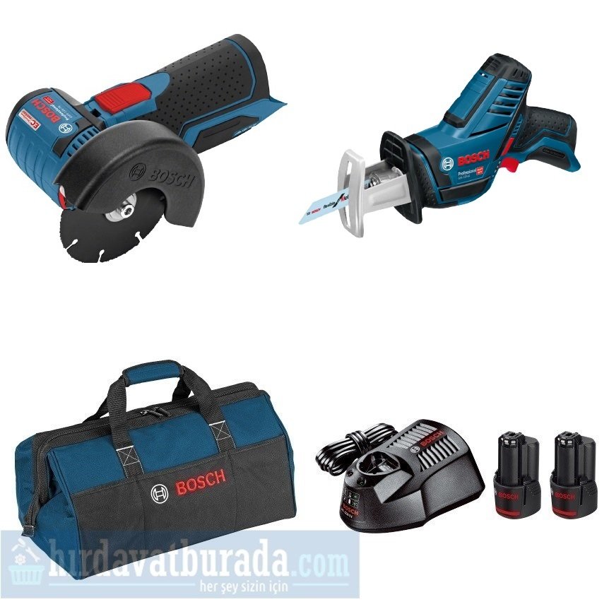 BOSCH GWS 12V-76 Akülü Taşlama Makinası + GSA 12V-LI Akülü Panter Testeresi