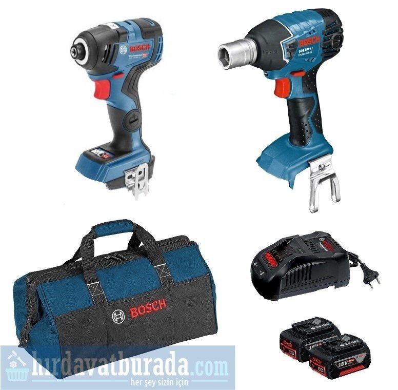 BOSCH GDR 18 V-200 Akülü Darbeli Somun Sıkma + GDS 18 V-LI Akülü Darbeli Somun Sıkma