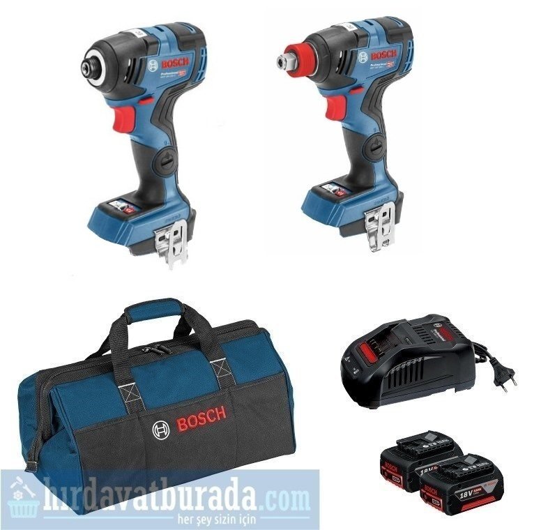 BOSCH GDR 18 V-200 Akülü Darbeli Somun Sıkma + GDX 18 V-200 Akülü Darbeli Somun Sıkma