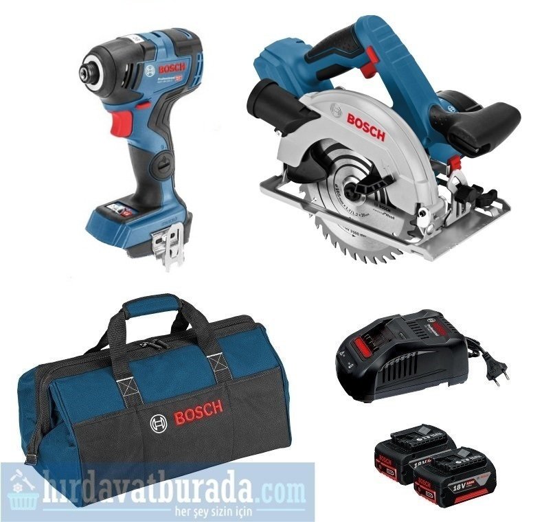 BOSCH GDR 18 V-200 Akülü Darbeli Somun Sıkma + GKS 18 V-57 Akülü Daire Testere