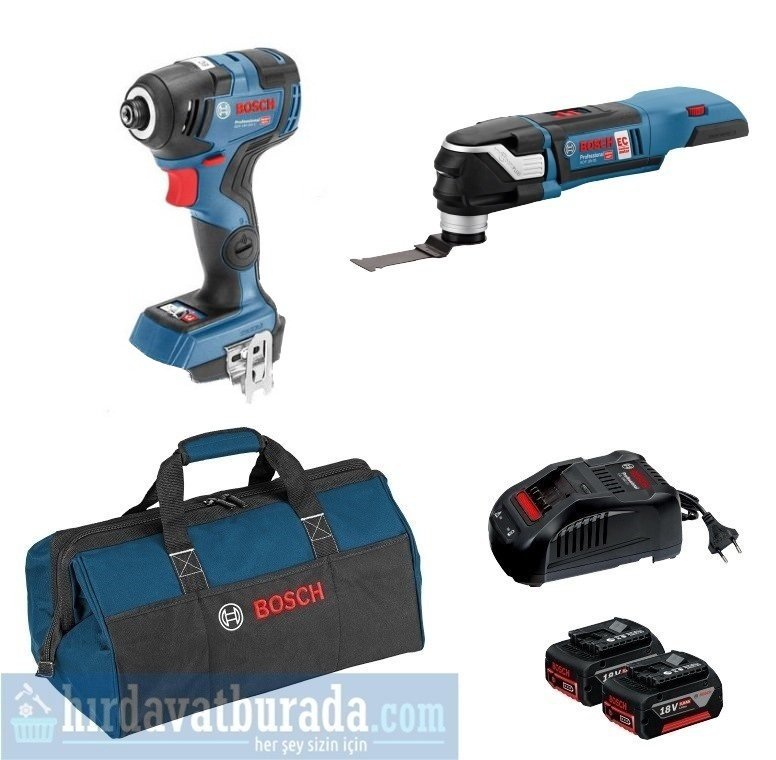 BOSCH GDR 18 V-200 Akülü Darbeli Somun Sıkma + GOP 18 V-28 Akülü Çok Amaçlı Alet