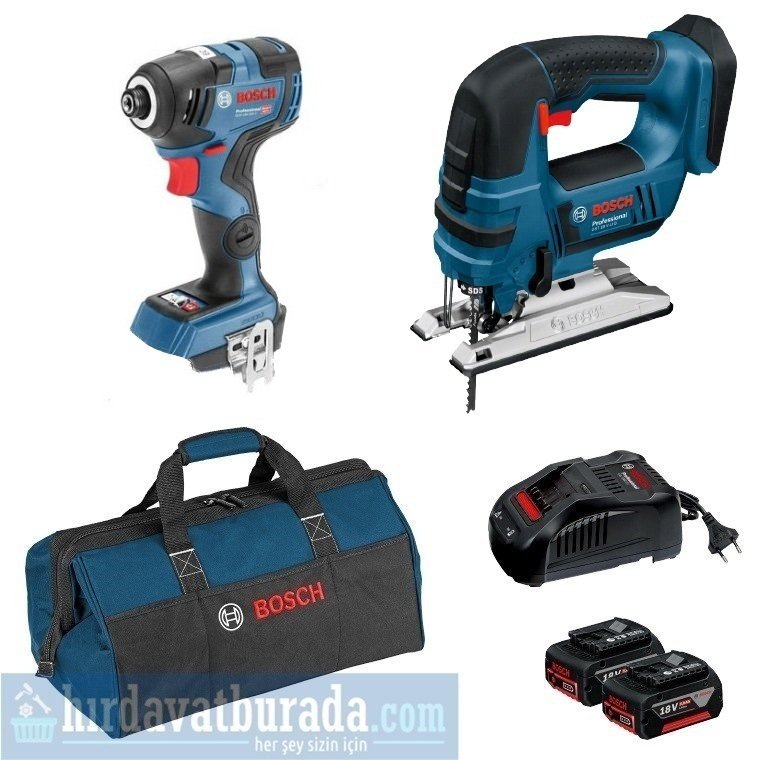 BOSCH GDR 18 V-200 Akülü Darbeli Somun Sıkma + GST 18 V-LI B Akülü Dekupaj Testere