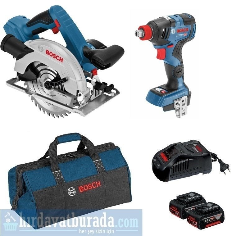 BOSCH GKS 18 V-57 Akülü Daire Testere + GDX 18 V-200 Akülü Darbeli Somun Sıkma