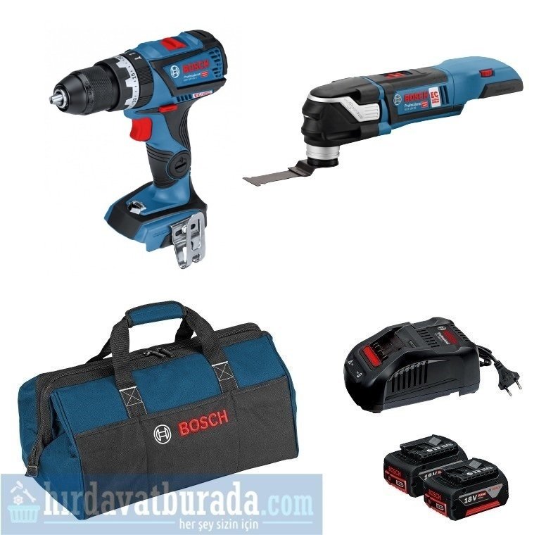 BOSCH GSR 18 V-60 C Akülü Delme / Vidalama + GOP 18 V-28 Akülü Çok Amaçlı Alet