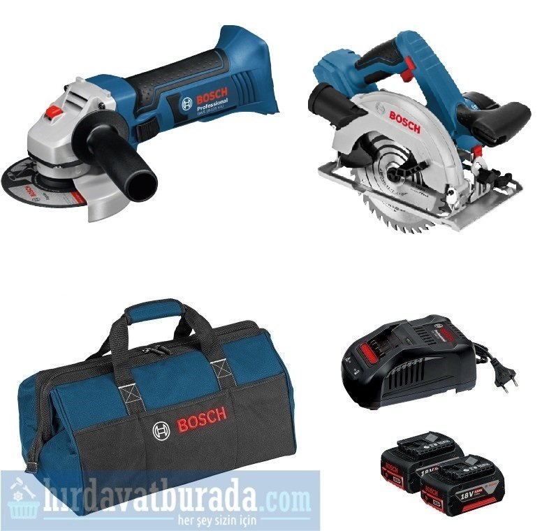 BOSCH GWS 18-125 V-LI Akülü Taşlama Makinası + GKS 18 V-57 Akülü Daire Testere