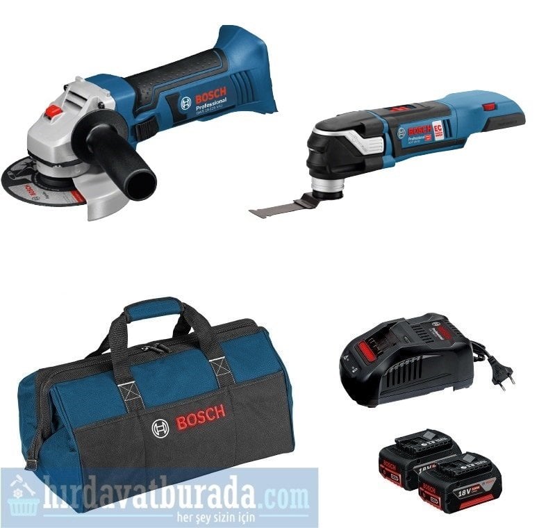 BOSCH GWS 18-125 V-LI Akülü Taşlama Makinası + GOP 18 V-28 Akülü Çok Amaçlı Alet