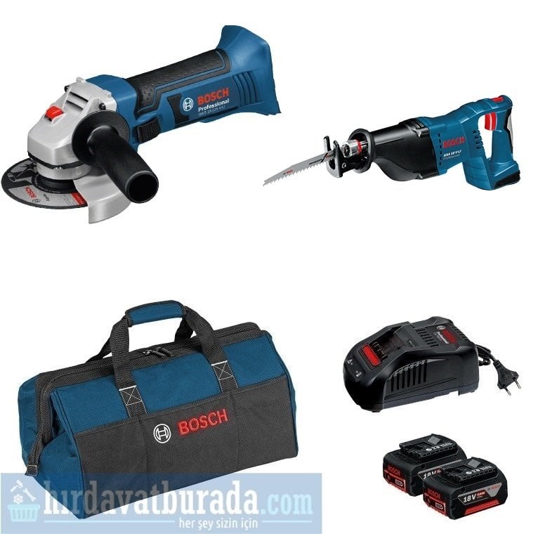 BOSCH GWS 18-125 V-LI Akülü Taşlama Makinası + GSA 18 V-LI Akülü Panter Testere