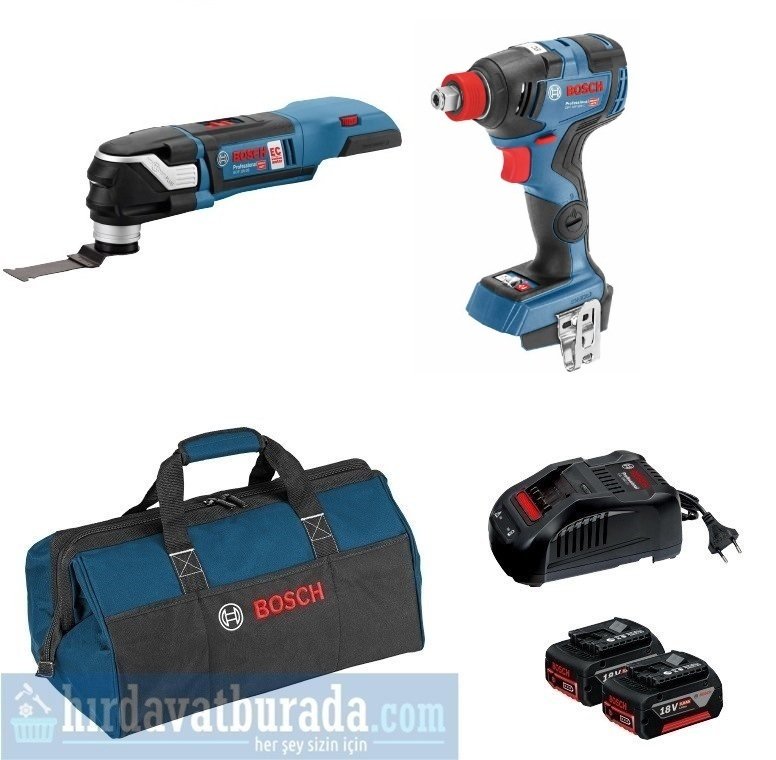 BOSCH GOP 18 V-28 Akülü Çok Amaçlı Alet + GDX 18 V-200 Akülü Darbeli Somun Sıkma