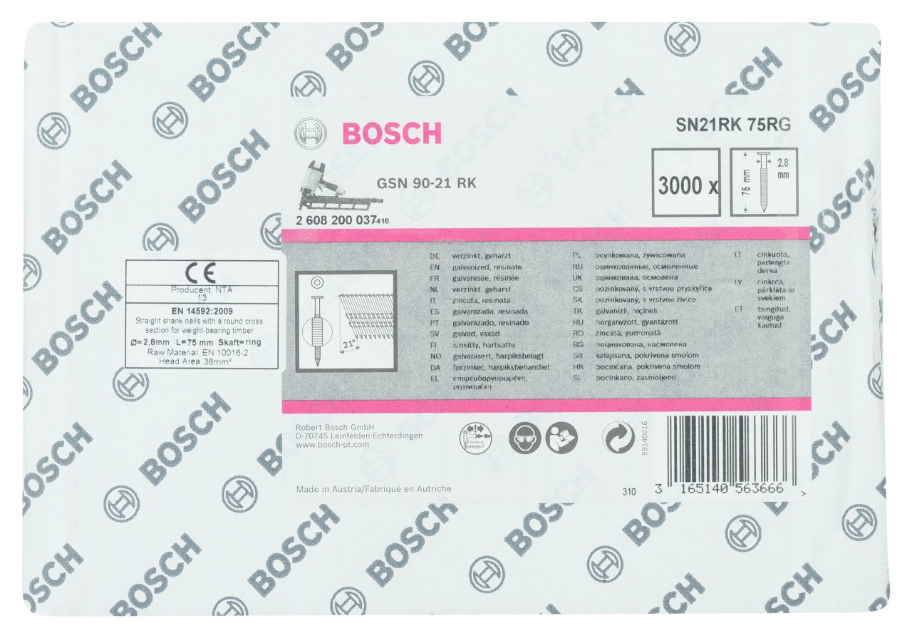 Bosch - GSN 90-21DK Çivi 75mm 3000li YivliÇinko