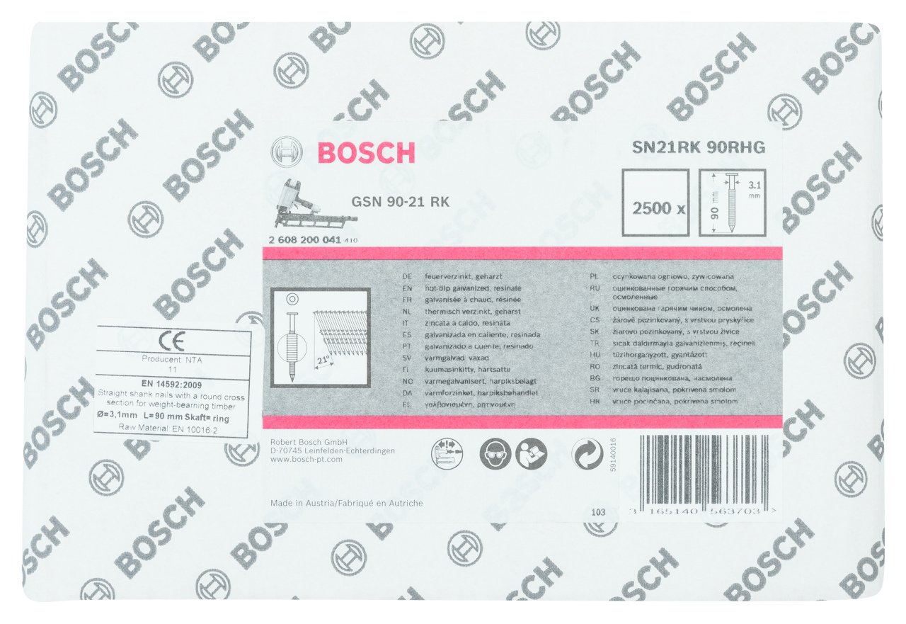 Bosch - GSN 90-21DK Çivi 90mm 2500lü YivliGalv