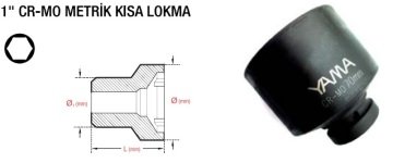 YAMA 1'' 80 mm Altı Köşe Havalı Lokma Anahtar