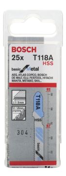 Bosch - Ekonomik Seri Metal İçin T 118 A Dekupaj Testeresi Bıçağı - 25'Li Paket