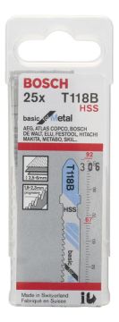 Bosch - Ekonomik Seri Metal İçin T 118 B Dekupaj Testeresi Bıçağı - 25'Li Paket