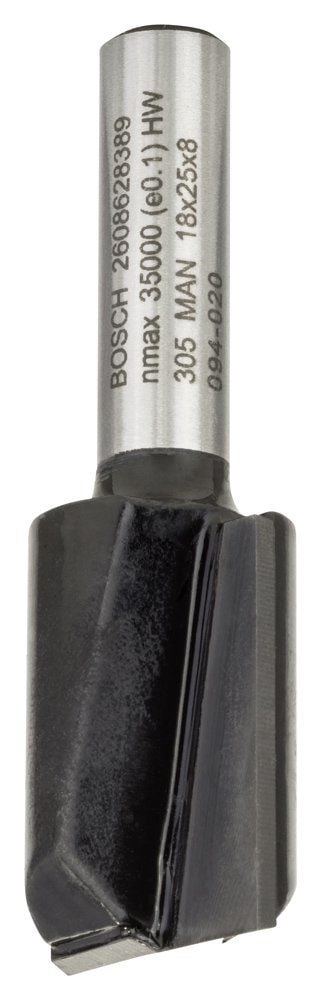 Bosch - Standard Seri Ahşap İçin Çift Oluklu, Sert Metal Düz Freze Ucu 8*18*56mm