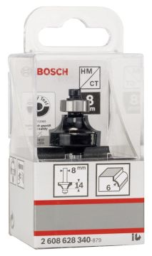 Bosch - Standard Seri Ahşap İçin Çift Oluklu, Sert Metal Bilya Yataklı Yuvarlama Frezesi 8*6*53 mm