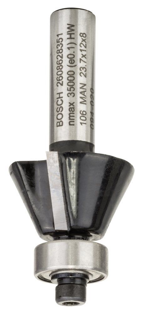 Bosch - Standard Seri Ahşap ve Laminant İçin Çift Oluklu, Sert Metal Bilya Yataklı Pah Açma Frezesi 8*5,5*54 mm