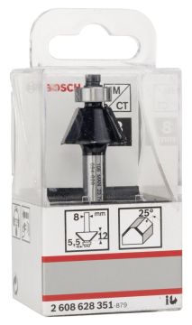 Bosch - Standard Seri Ahşap ve Laminant İçin Çift Oluklu, Sert Metal Bilya Yataklı Pah Açma Frezesi 8*5,5*54 mm