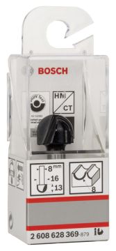 Bosch - Standard Seri Ahşap İçin Çift Oluklu, Sert Metal Dalma Yarımay Freze 8*16*45*8 mm