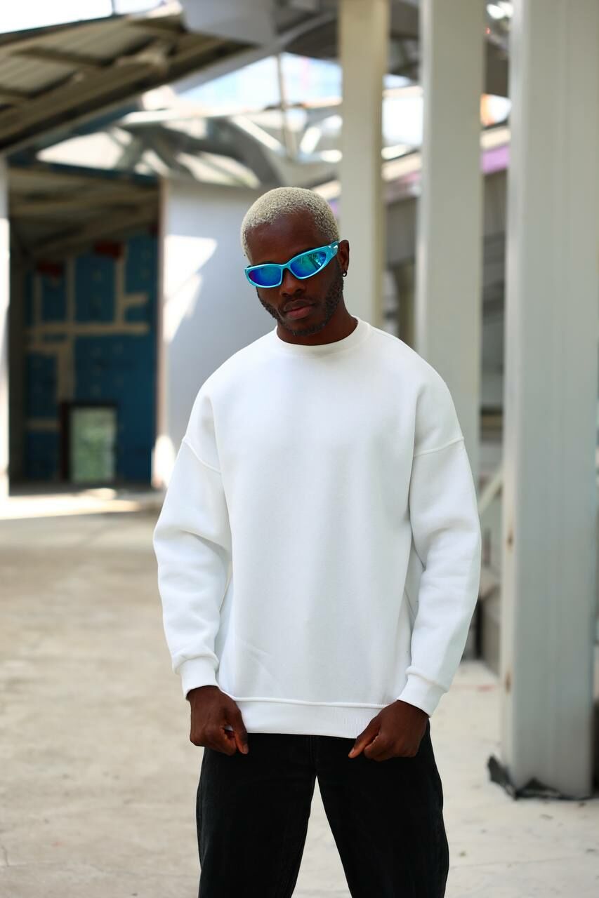 Rollie Basic Ekru Oversize Sweatshirt