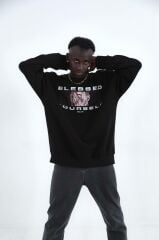 Rollie Blessed Yourself Siyah Oversize Sweatshirt